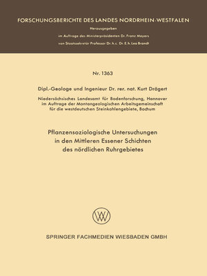 cover image of Pflanzensoziologische Untersuchungen in den mittleren Essener Schichten des nördlichen Ruhrgebietes